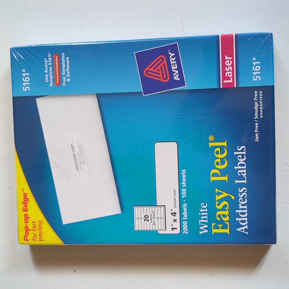 New Avery 5161, 2000 Labels 1" x 4"